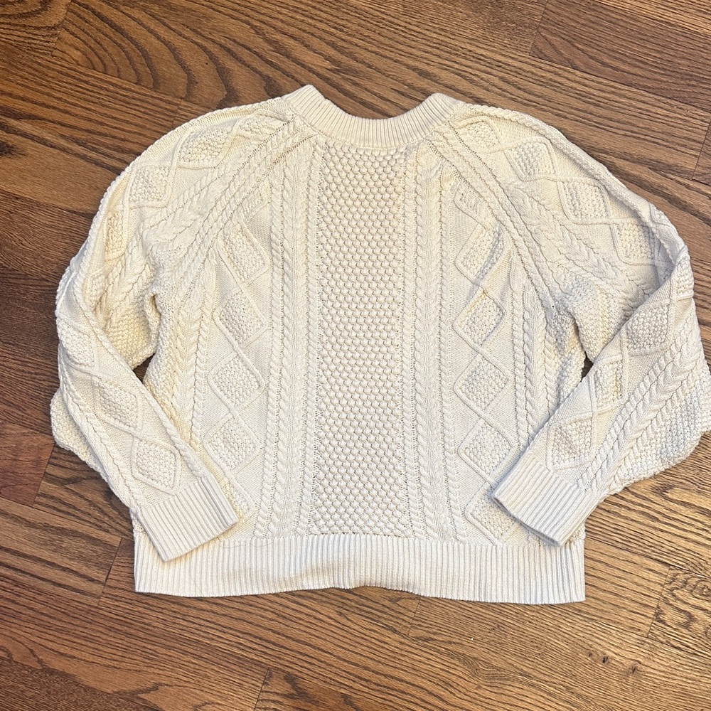 GUC J. Crew Cream Cable Knit Sweater - Picture 3 of 3